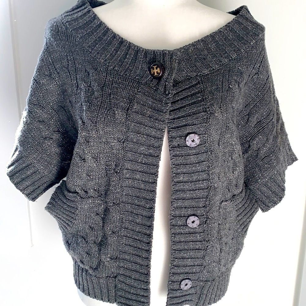Tory Burch short sleeve button down sweater